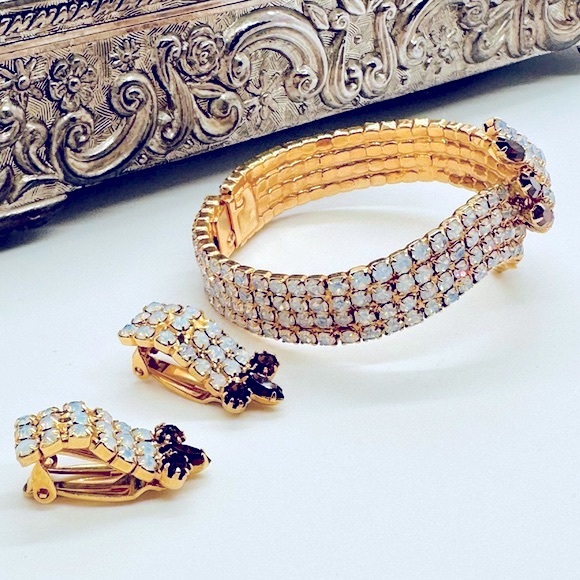 🔥 Vintage Gorgeous Deco Demi Parure Rhinestone Bracelet Set - Picture 13 of 14